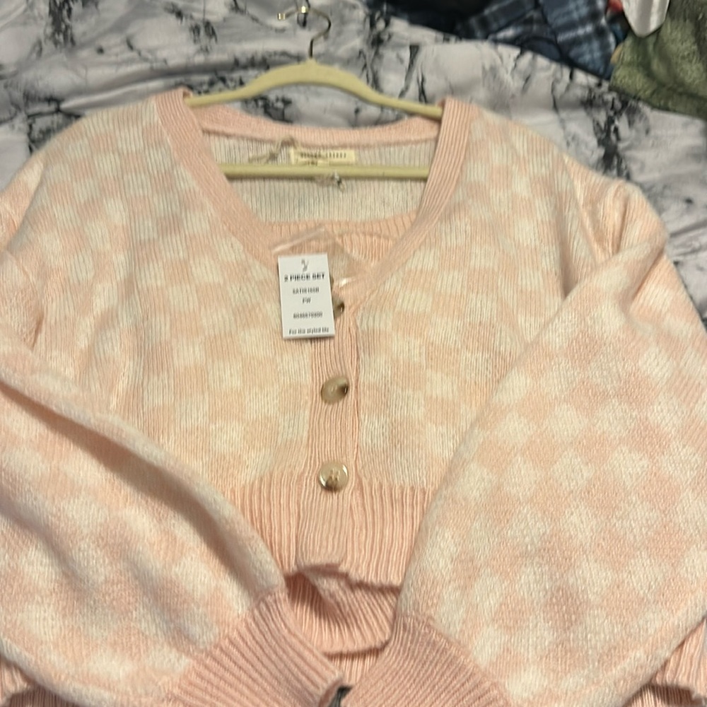Gilded intent cardigan/tank combo
